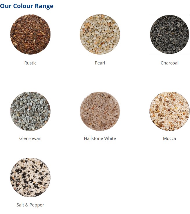 Pebble resin colour selection samples